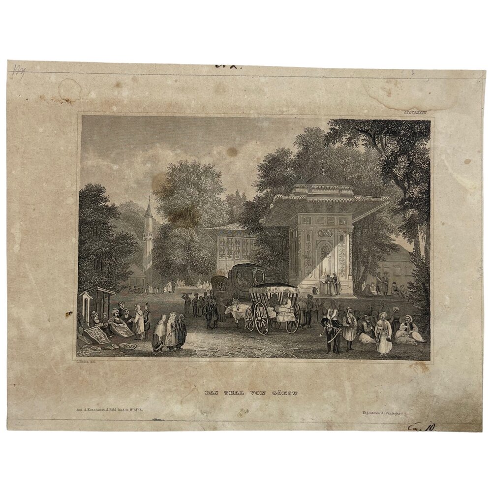 Гравюра "Дас Таль фон Гёксу" художник C. Reiss (К. Рейсс) 1845-1850 г Хильдбургхаузен Германия