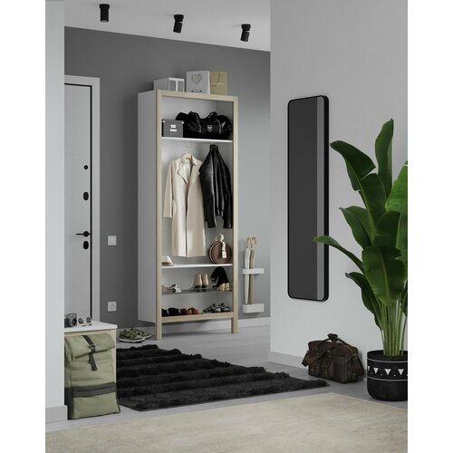 Белый шкаф на ножках в прихожую с полками 800*340*2250 (ш*г*в)