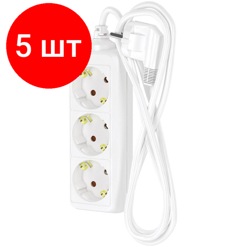 Комплект 5 штук Удлинитель сетевой фотон 16-23Е 2м 3 розетки 16А с заземл Белый 5183₽