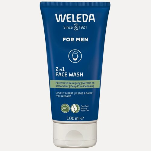 Изображение товара WELEDA Мужской гель для умывания 2в1 для лица и бороды, 100 мл