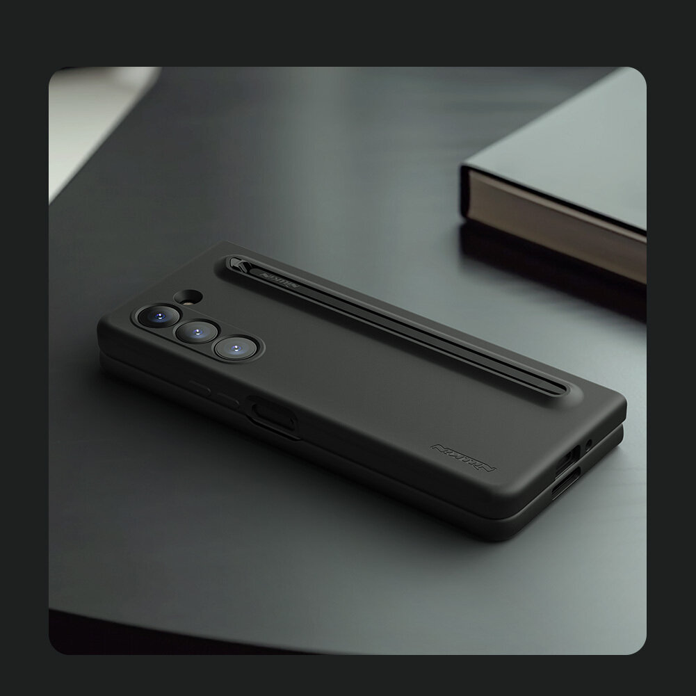 Чехол покрытый мягким жидким силиконом от Nillkin для Samsung Galaxy Z Fold 5, серия Flex Pure Fold Case (в комплекте съемное перо S Pen) — фото 1