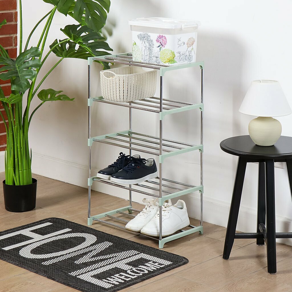 фото Полка для обуви, пластик/металл, 5 секций, 47х25.5х73 см, T2020-2588