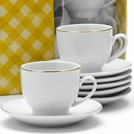 фото Кофейный сервиз 12 предметов / 90 мл, 6 шт / в подарочной упаковке, белый фарфор