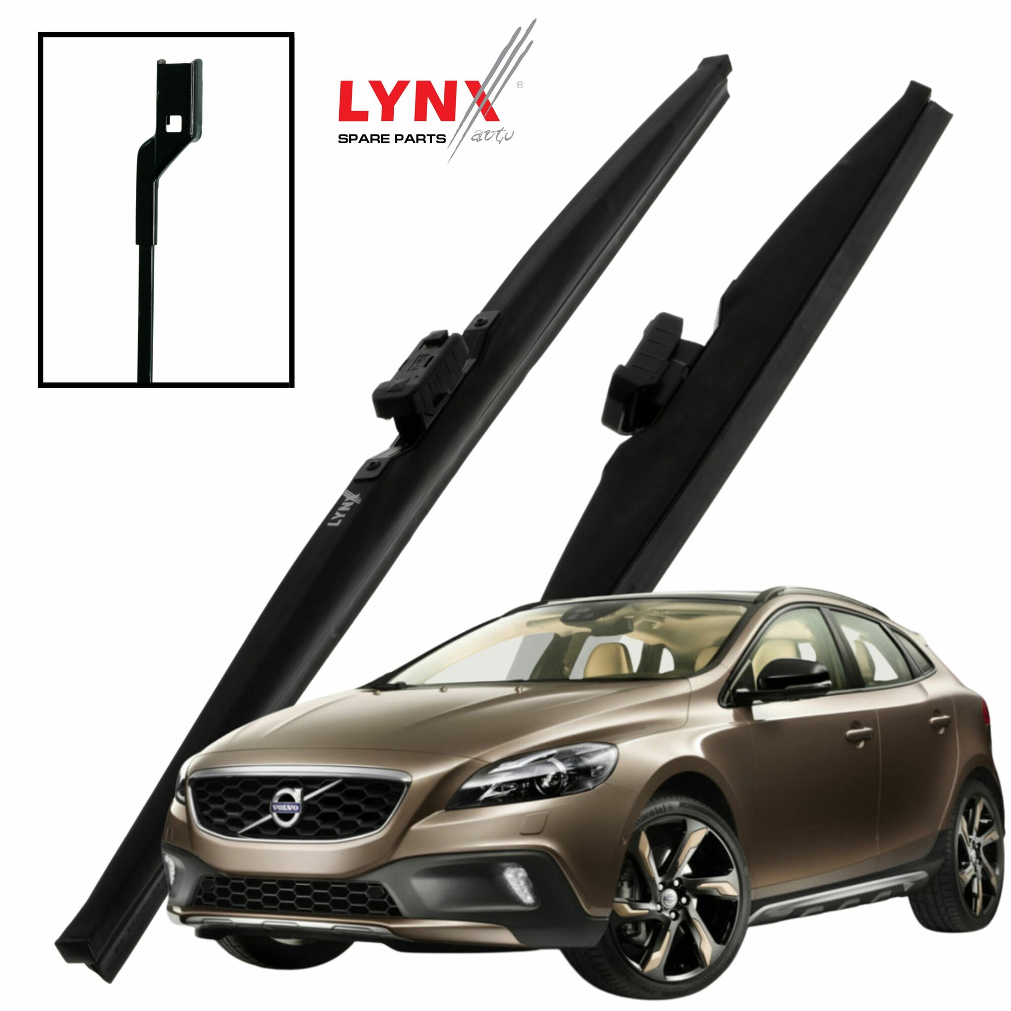 Дворники Volvo V40 MV / Вольво В40 2012 2013 2014 2015 2016 2017 Щетки стеклоочистителя зимние LYNXauto 650мм-480мм к-т 2шт.