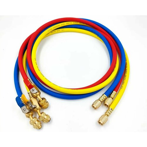 Заправочные шланги с вентилем DSZH CT-372-RYB-HV 1.8м (R410)