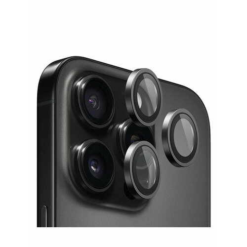 BlueO стекло для iPhone 16 Pro/16 Pro Max, Camera lens Armor Alumin 3 шт. Black (+installer) черный