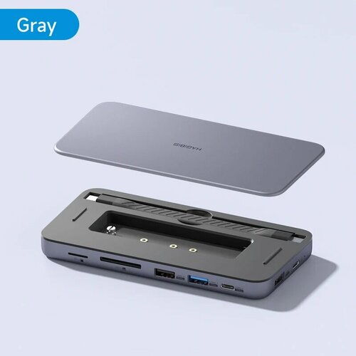 Hagibis 9 в 1 USB C док-станция с чехлом SSD серый 5674₽