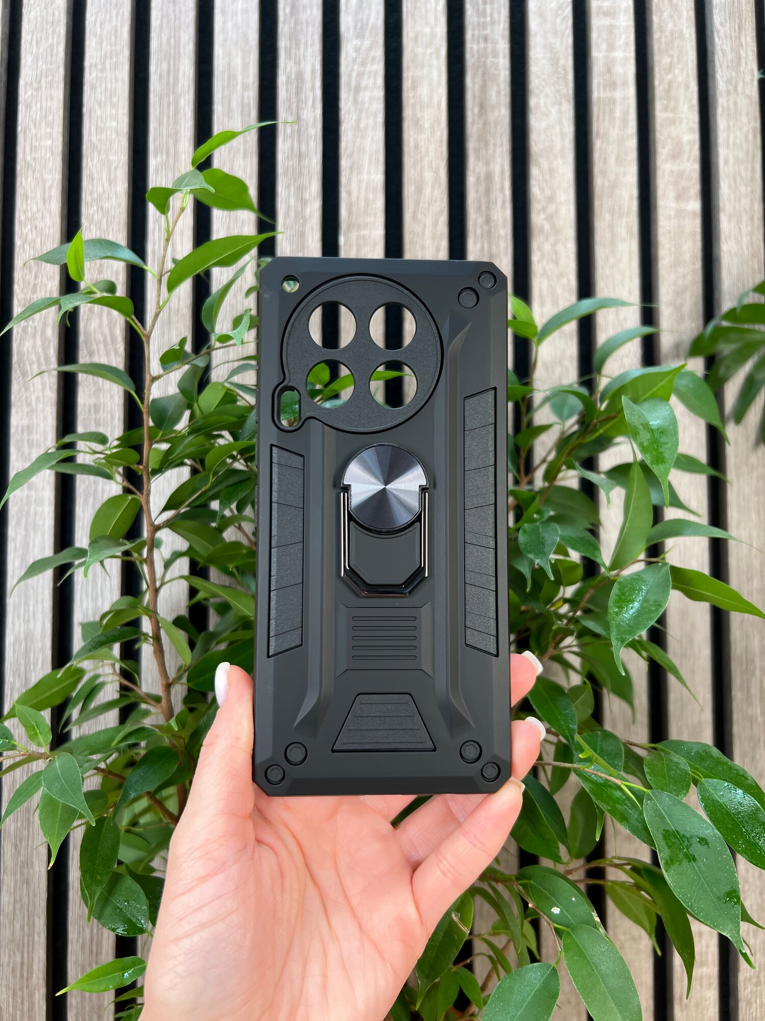 Чехол для Tecno Camon 30 / Техно Камон 30 противоударный military (Черный) — фото 1