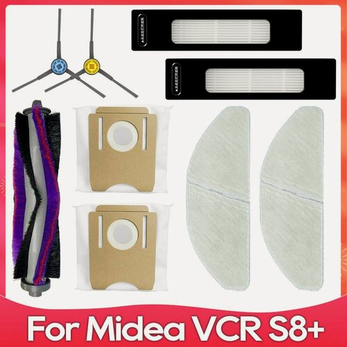 Изображение товара Совместимо с роботом-пылесосом Mide VCR S8+: ролик, боковая щетка, фильтр, тряпка, пылесборник - аксессуары для пылесоса