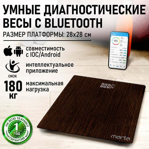 Весы напольные умные MARTA MT-SC3604 макассар