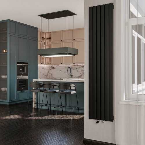 Изображение товара Вертикальный дизайн радиатор отопления Warm Design SIRIUS, чёрный (6 секций, 1750х390мм)