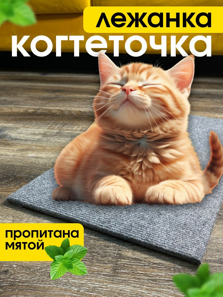 Когтеточка-лежанка Джесси, напольная и настенная, серая, 55x29x0.8 см