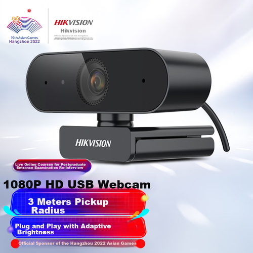 HIKVISION HD Webcam with Microphone for Live Streaming 1080P Wide-Angle USB External Camera for Laptop Desktop Home Video Conferencing Office And E-Commerce E12 1642₽