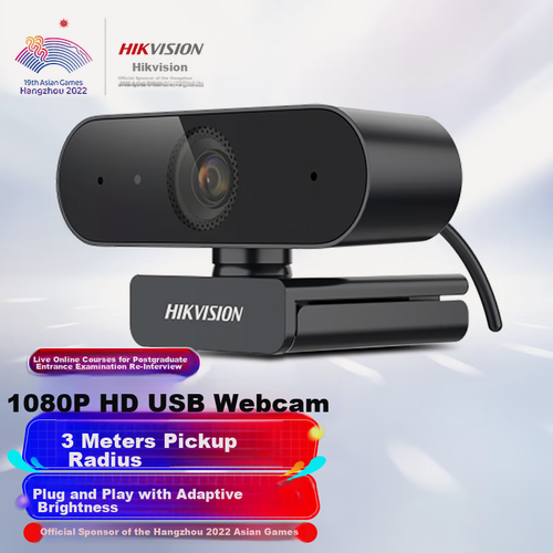 Изображение товара HIKVISION HD Webcam with Microphone for Live Streaming, 1080P Wide-Angle USB External Camera for Laptop, Desktop, Home, Video Conferencing, Office, And E-Commerce E12