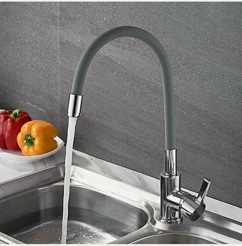 Изображение товара Смеситель для кухни (мойки) Ledeme Rainbow L4898-9 хром/серый