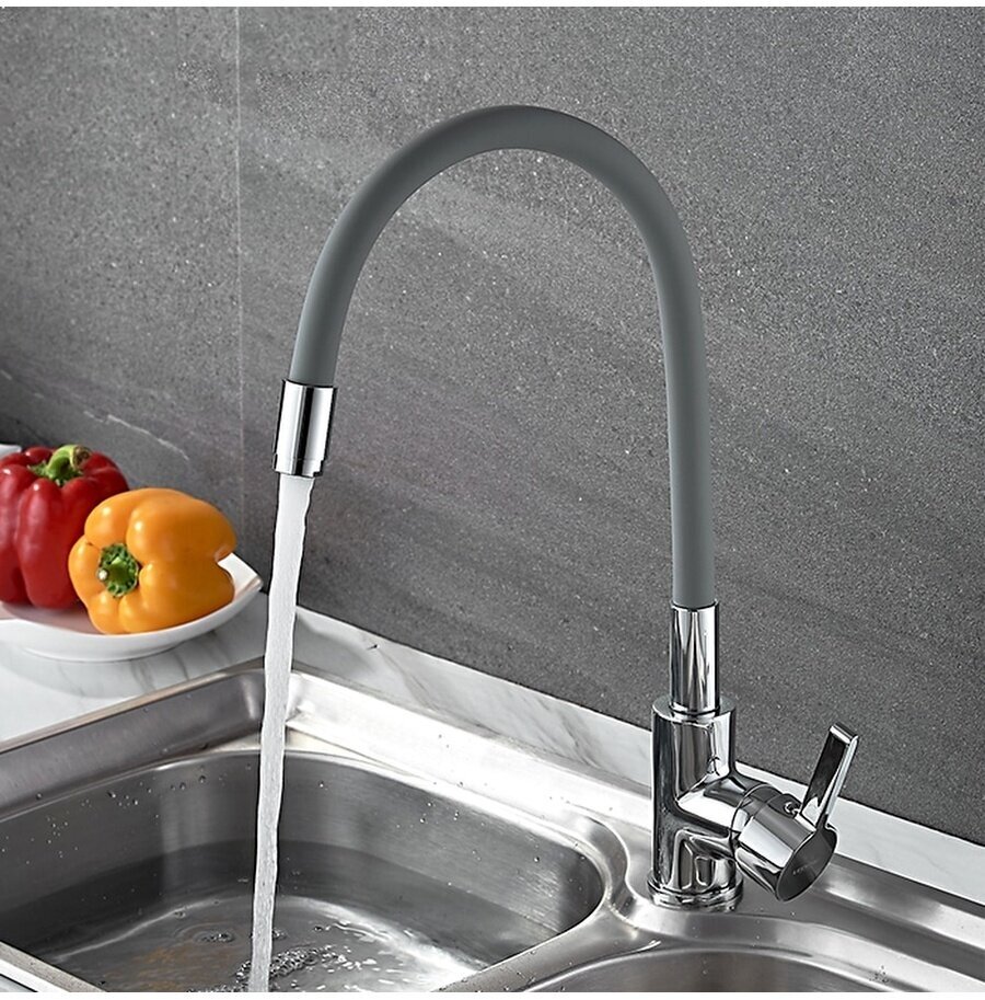 Смеситель для кухни (мойки) Ledeme Rainbow L4898-9 хром/серый