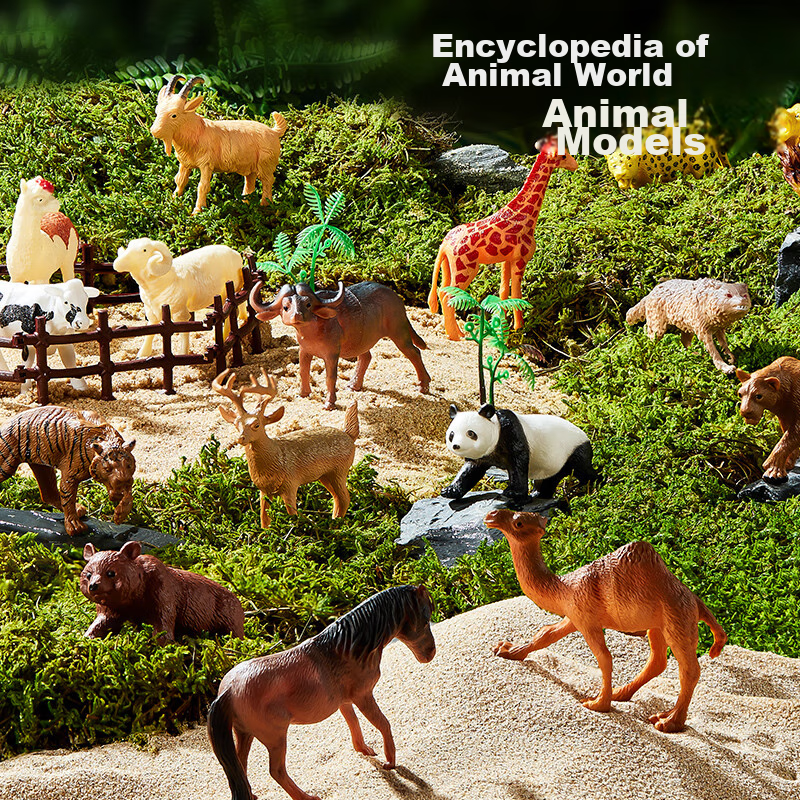 Teddy Light-Seeking Children's Realistic Animal Model Toys for Boys And Girls, Zoo And Farm Miniature 12-Piece Set, Birthday And New Year Gift