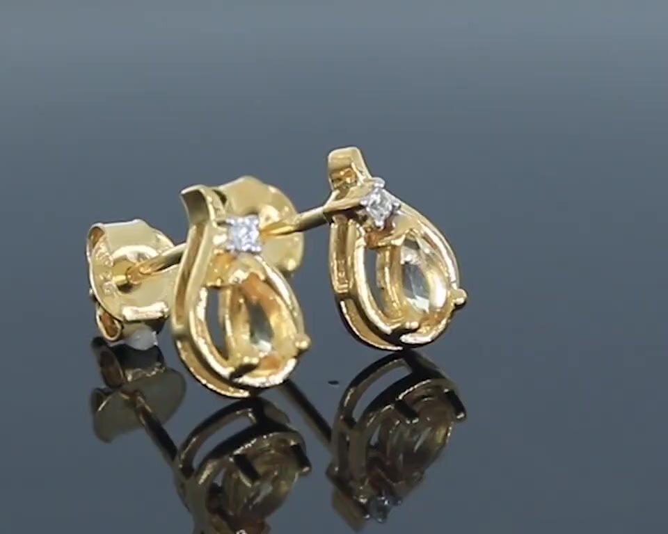 Серьги Ювелирия, серебро, 925 проба, цитрин, циркон, , желтый/белый — фото 1