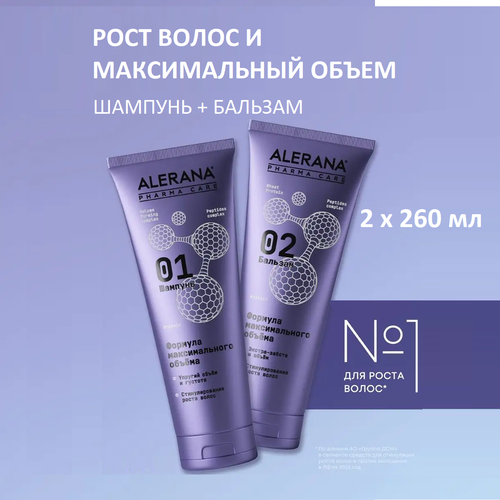 Шампунь и бальзам Алерана Кератиновое восстановление для восстановления и роста волос 520 мл 1039₽