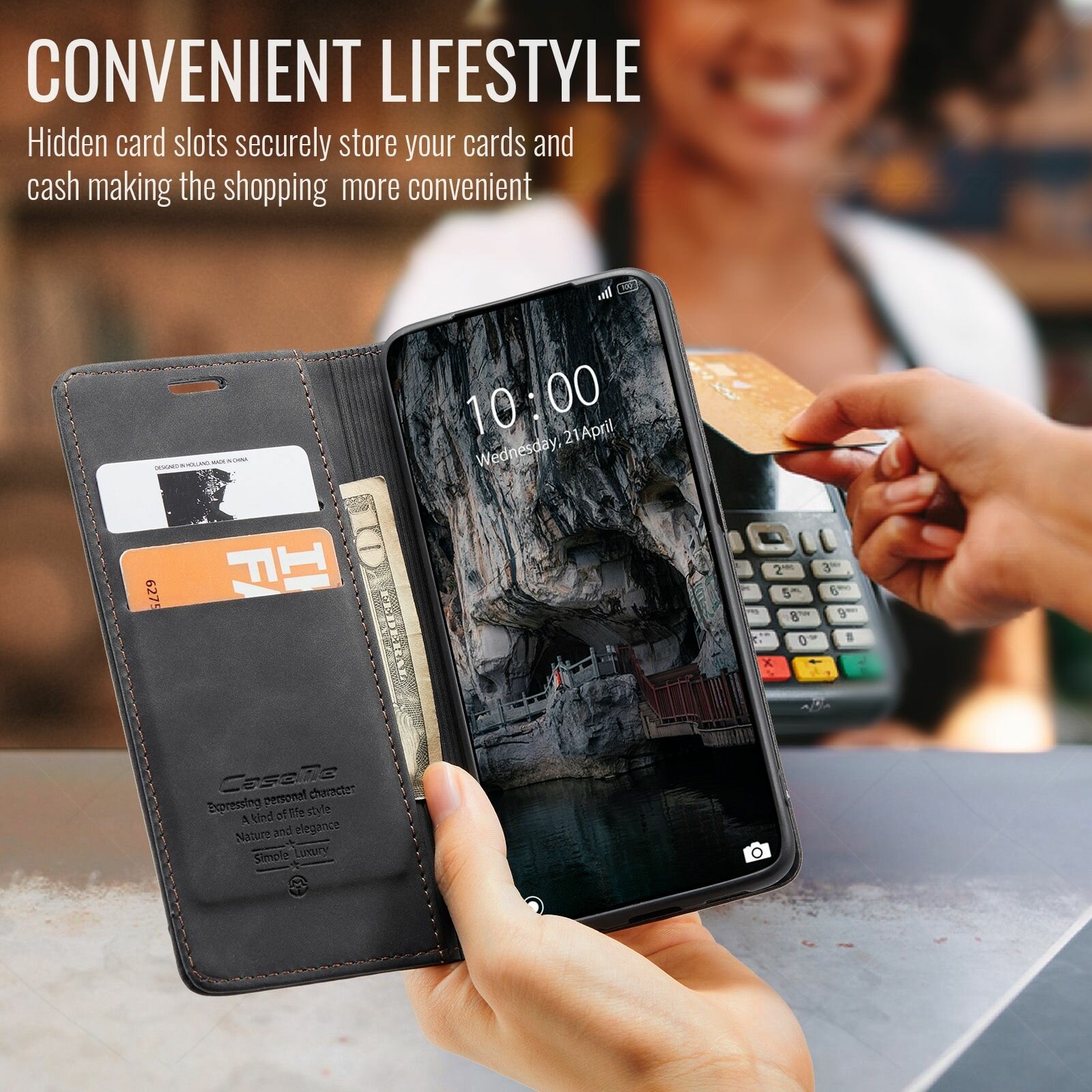 Вместимость визитницы чехла для Xiaomi 14T Pro с тремя картами и складными купюрами