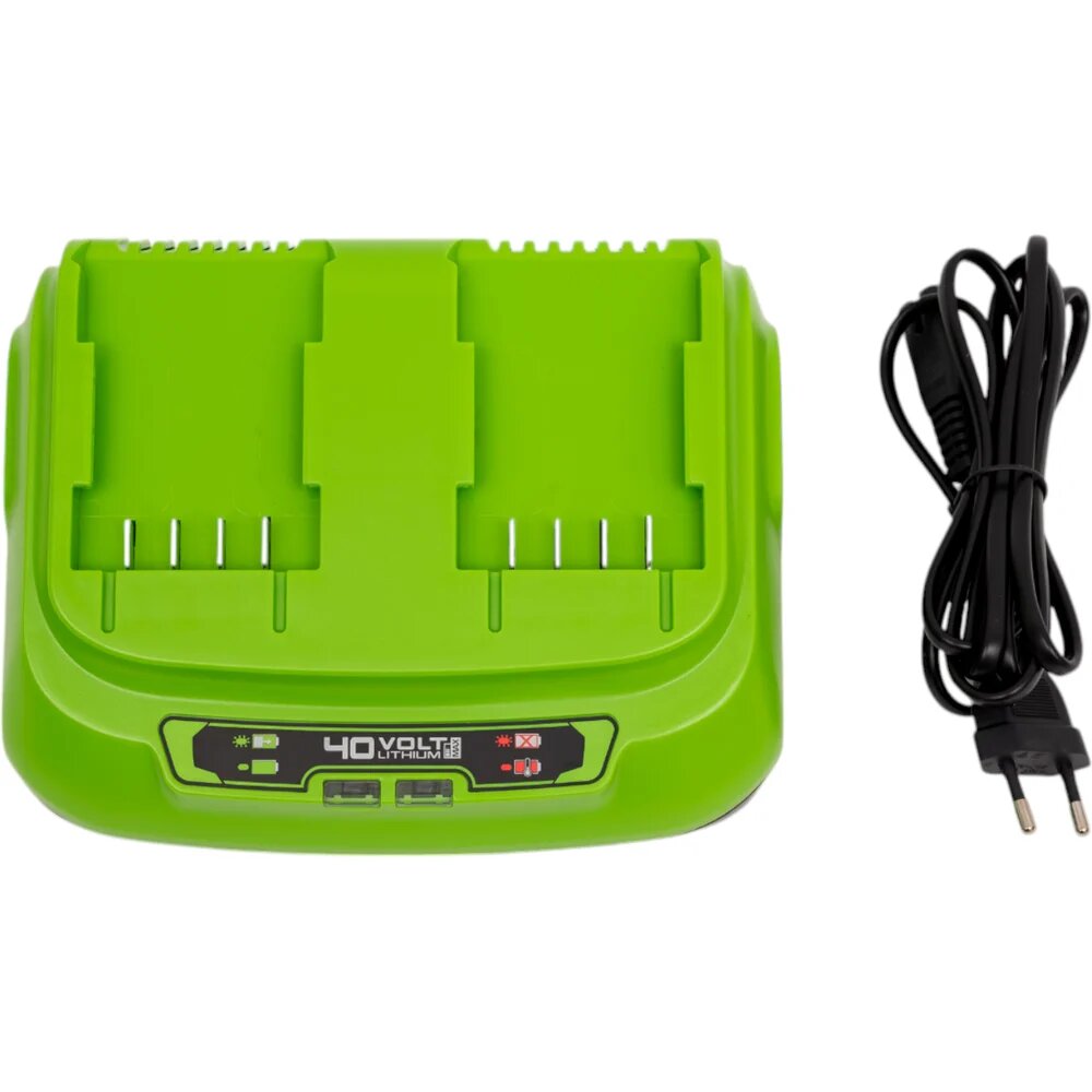 Быстрое зарядное устройство для 2-х аккумуляторов 40V GreenWorks 2938807