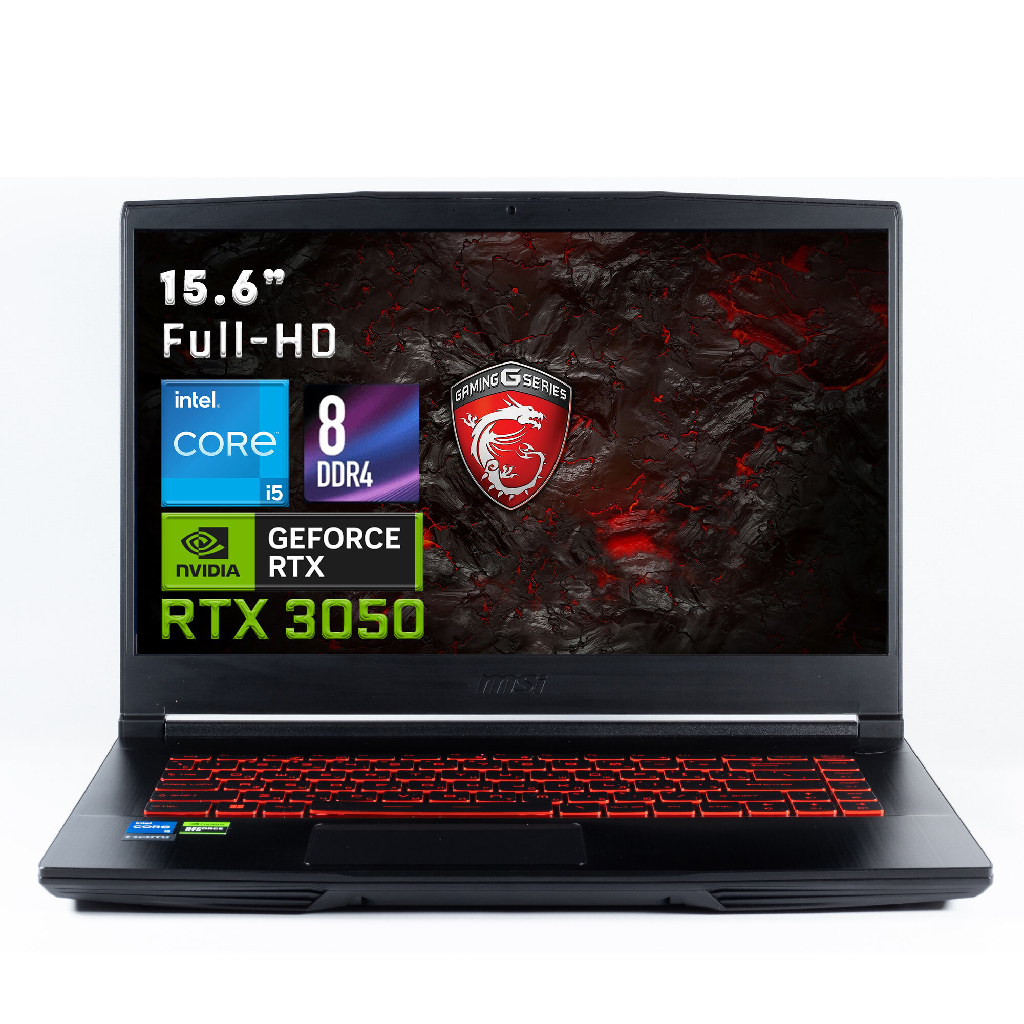 Ноутбук игровой MSI GF63 Thin 15.6" Full-HD 144Гц, i5-11400H , RAM 8ГБ, RTX 3050, 512ГБ SSD, Windows 11, чёрный