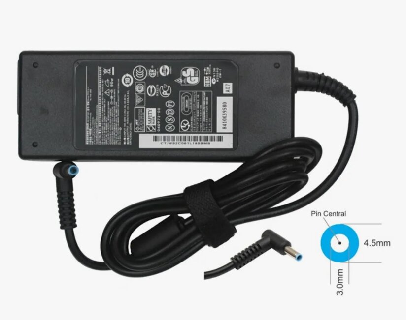 Зарядное устройство, для ноутбуков, адаптер HP, 19,5V, 90 W, 4,6A — фото 1