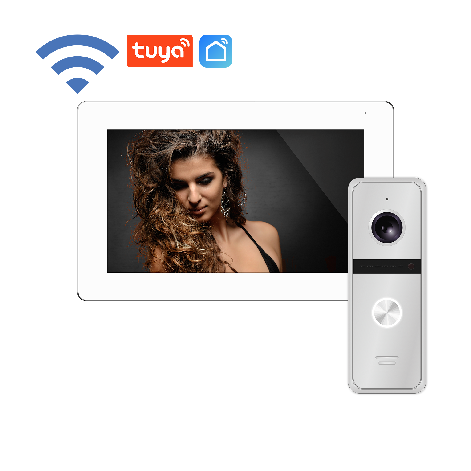 Комплект Wi-Fi видеодомофона из монитора 7" и вызывной панели c 5 м кабелем Novicam FREEDOM 7 FHD WIFI KIT — фото 1