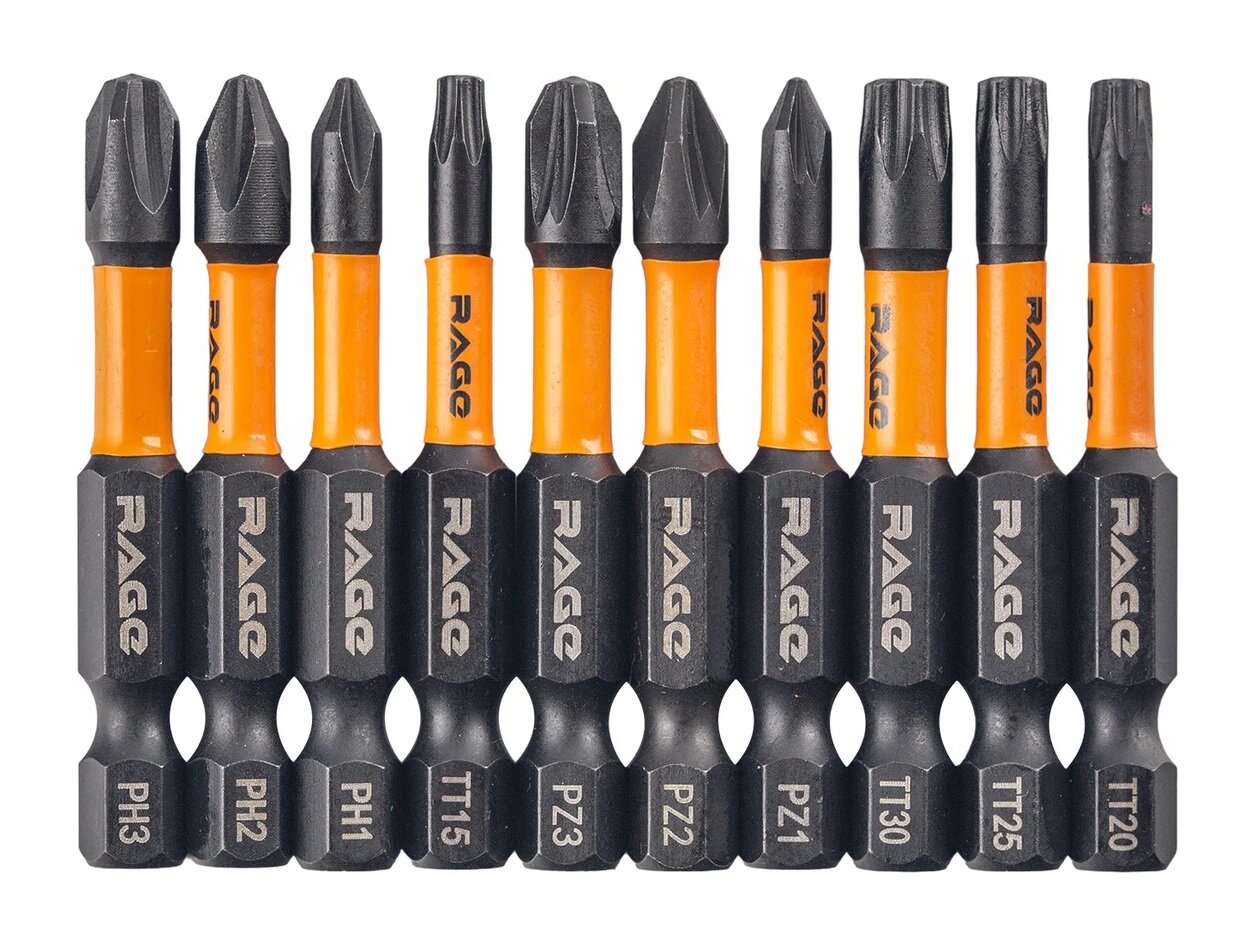 Набор бит торсионных S2 PH PZ TORX x 50 мм 10 шт RAGE by VIRA