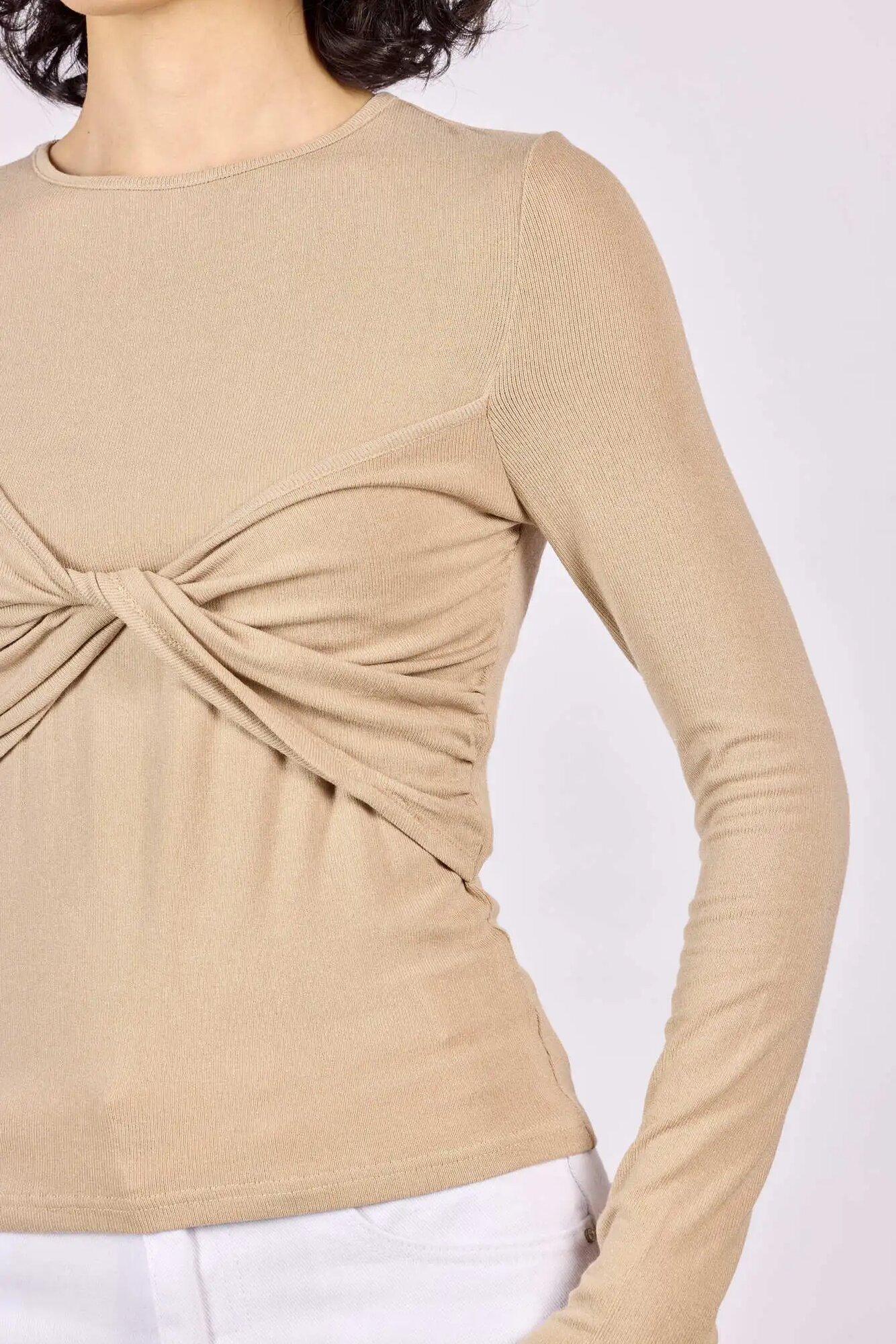 Лонгслив Selfie, размер M, , бежевый — фото 1