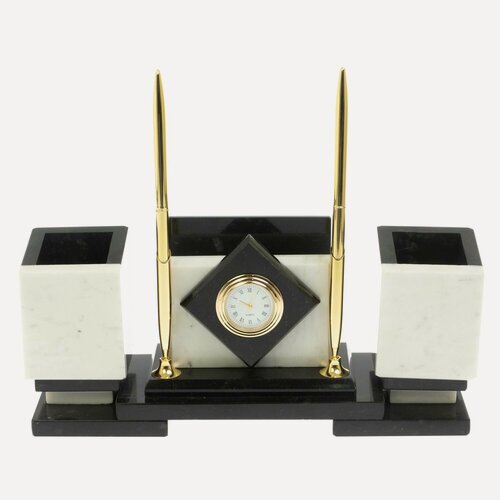 Изображение товара Настольный набор "Офисный" из мрамора с часами 129431