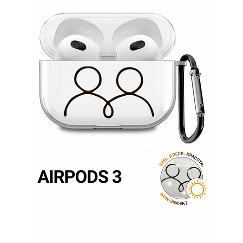 фото Прозрачный чехол для наушников apple airpods 3 / аирподс 3 силиконовый с 3d принтом "couple lines" slvgo