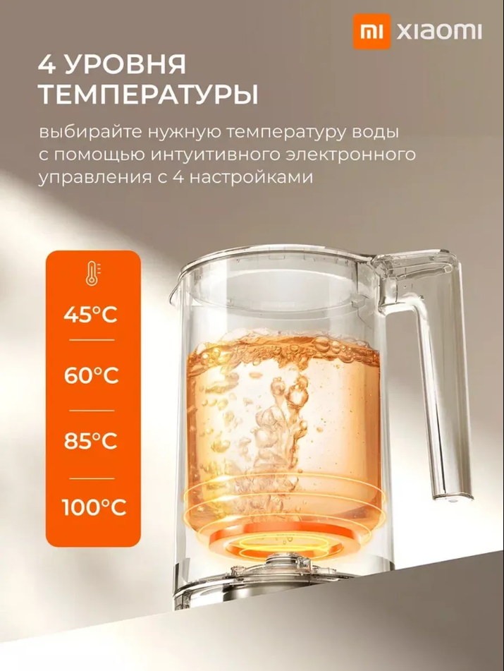 Электрический чайник Xiaomi Smart Kettle Bluetooth 2 (MJHWSH03YM),1.5 литра, белый — фото 1