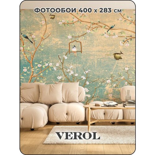 фото Фотообои флизелиновые с виниловым покрытием verol "винтаж", 400*283 см, моющиеся обои на стену, декор для дома