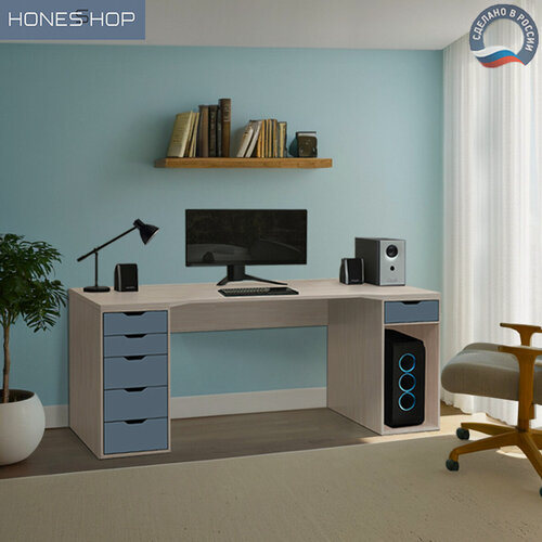 Изображение товара Игровой компьютерный стол Аскард, ЛДСП, корпус дуб молочный/фасад маренго, 175х70х70