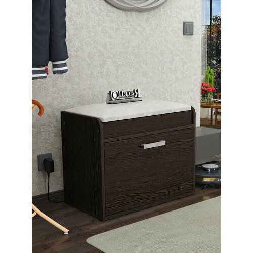 Тумба для прихожей с сиденьем под обувь деревянная, обувница Белая