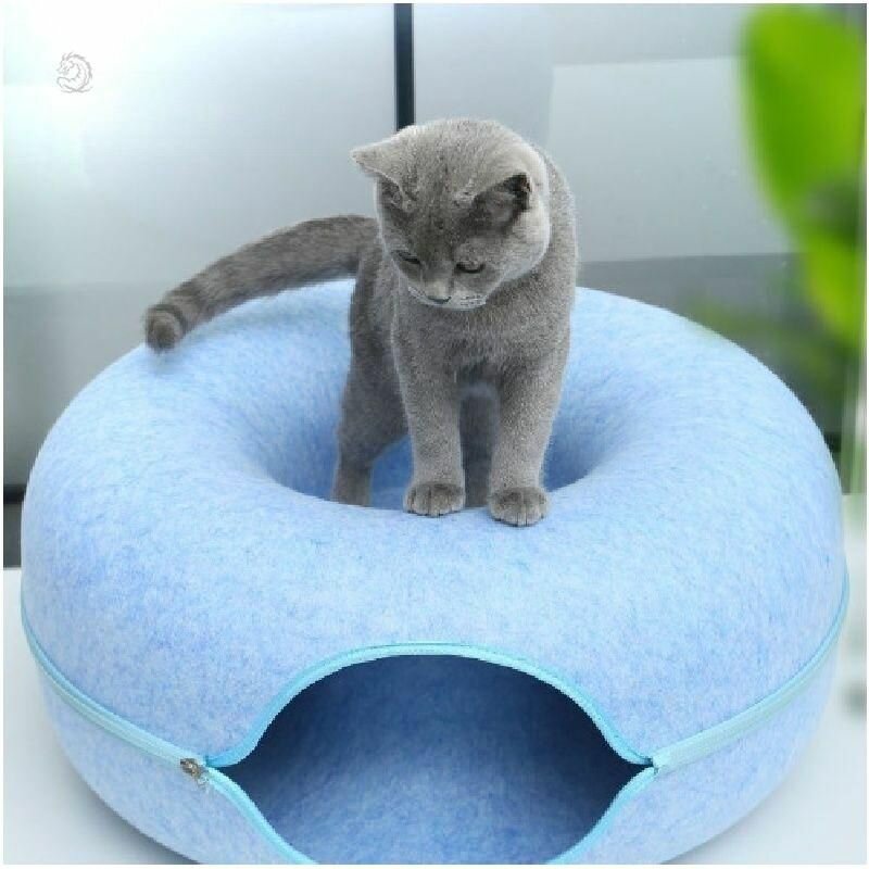 Лежанка для животных, кошек и маленьких собак, мягкая, из войлока двухуровневая 50*50*20