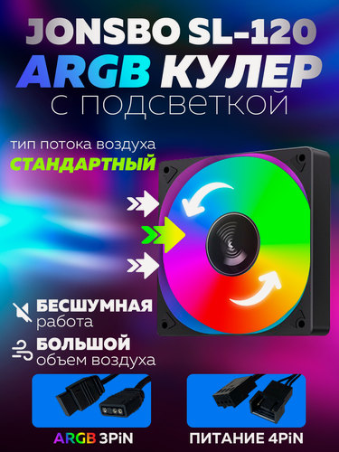 Изображение товара Черный Корпусный вентилятор для Компьютера Кулер Пк Jonsbo SL-120