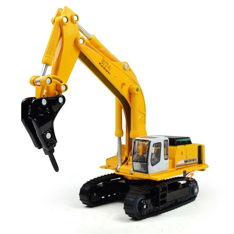 Металлическая игрушка гидравлический кран-экскаватор Liebherr KDW с молотом, масштаб 1:87, строительная техника