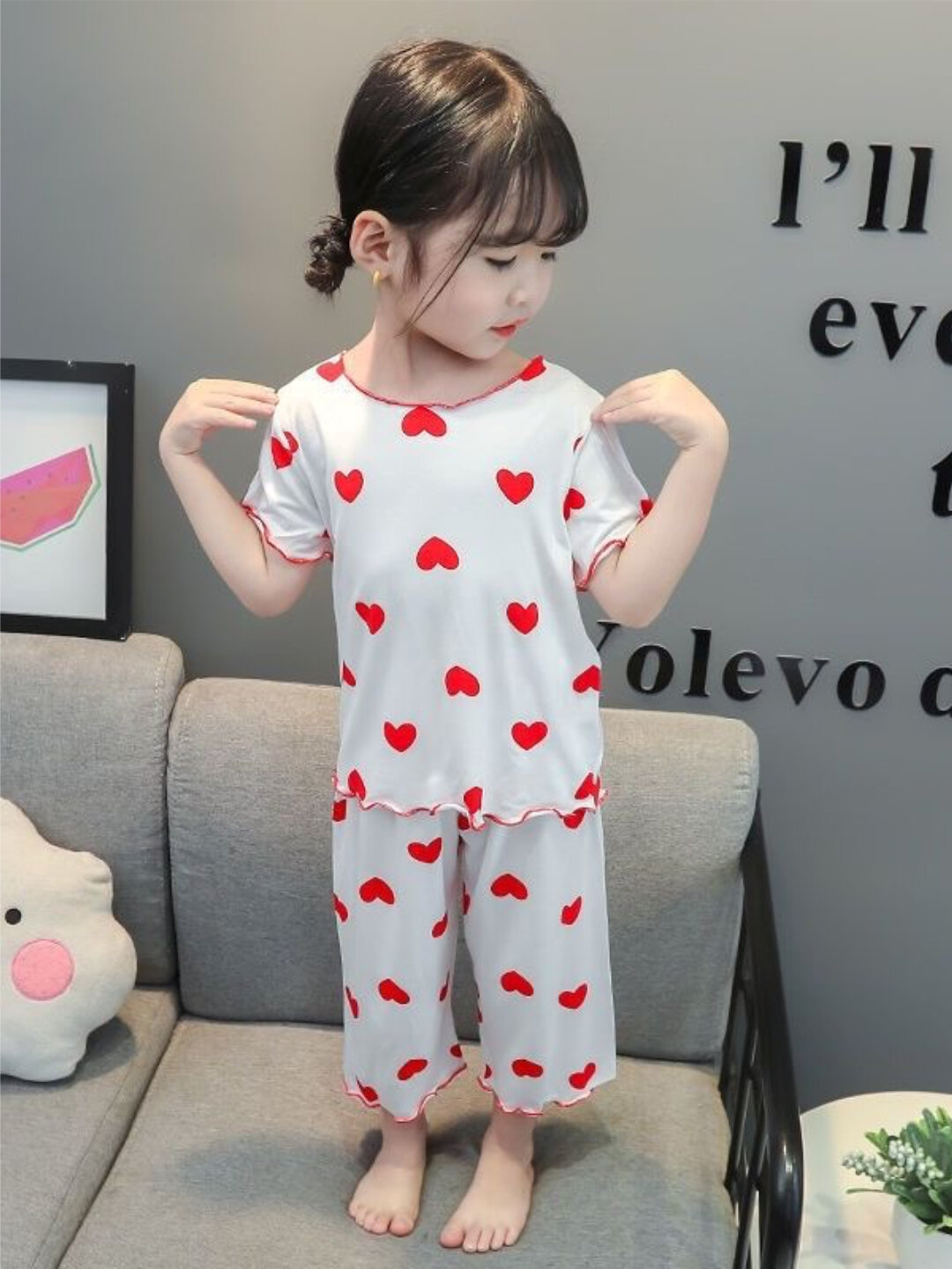 Пижама, размер 110, белый/красный — фото 1