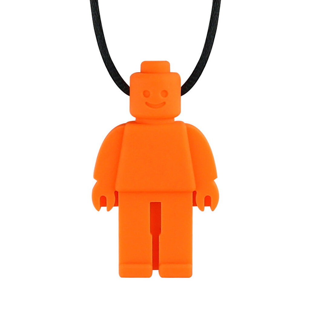 Robot Sensory Chew Necklace Brick Kids Chewy Silicone Biting Teether Toy for Oral Motor Anxiety Autism