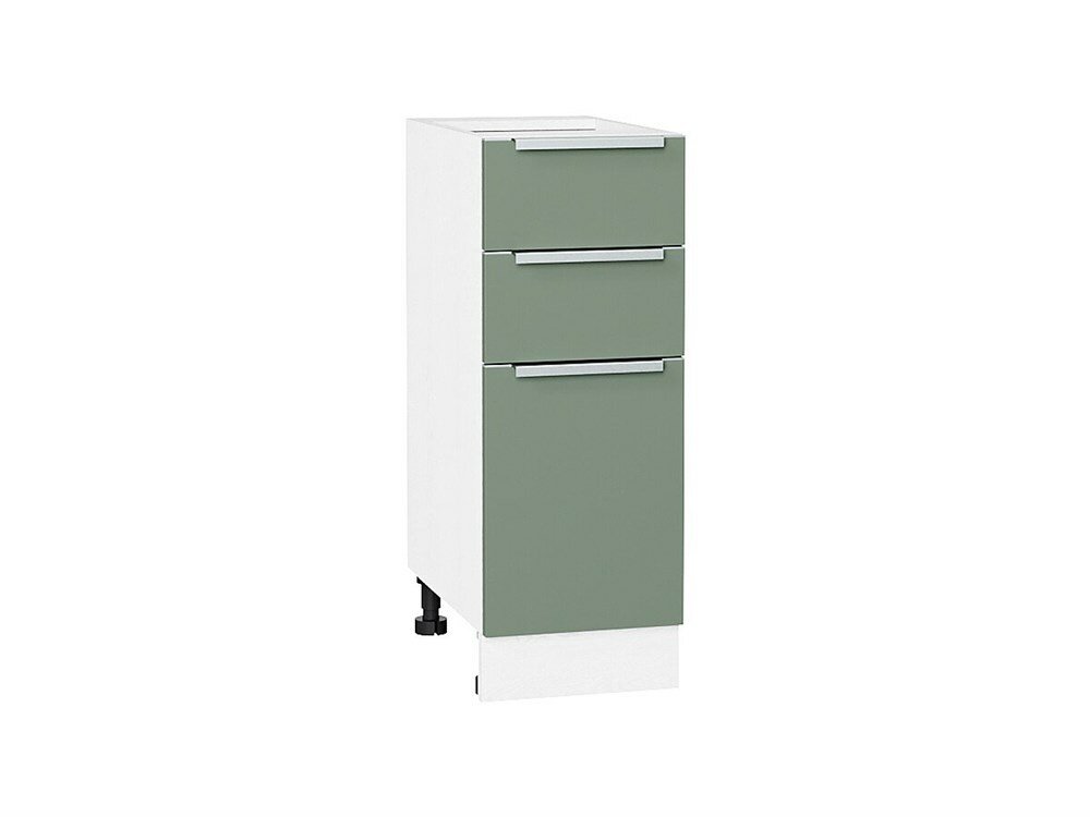 VVT Шкаф нижний с 3-мя ящиками Фьюжн Белый, Silky Mint, 300 В*Ш*Г 816*300*480, фасад МДФ Silky Mint, корпус Белый Silky Mint