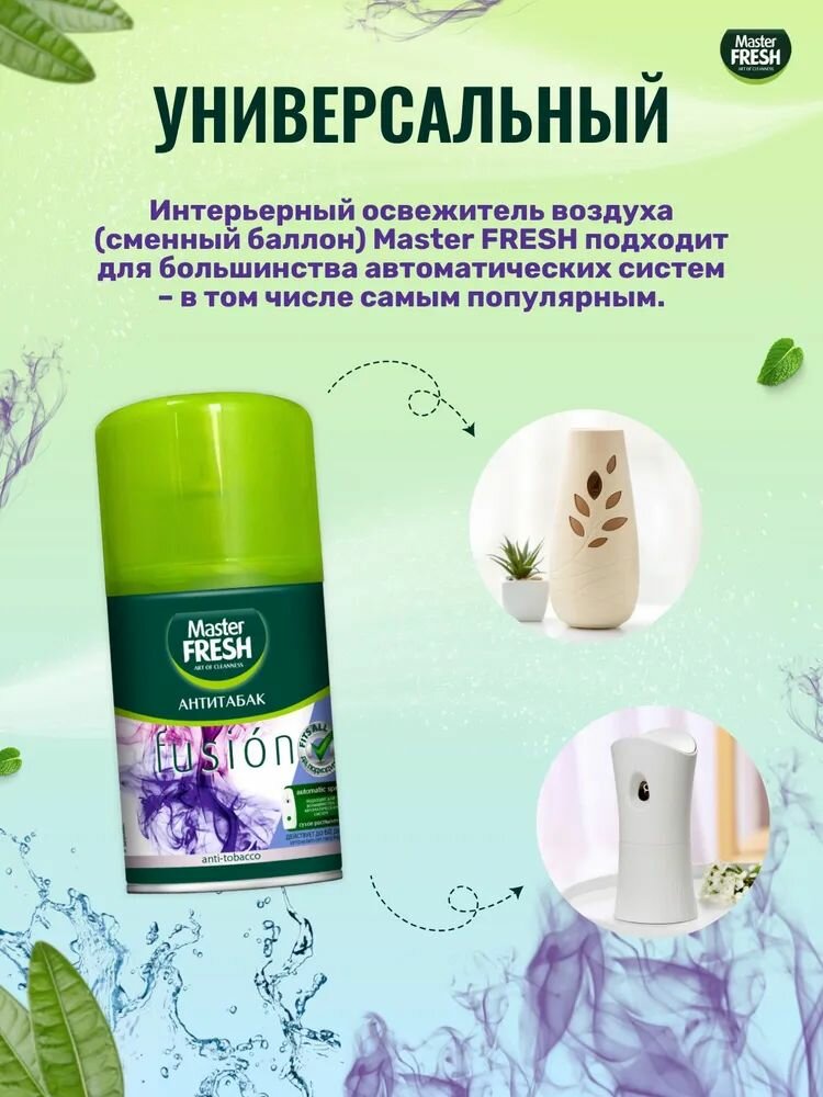 Освежитель воздуха Master Fresh Антитабак сменный баллон (подходит для Air Wick и Glade), 250 мл х 3 шт — фото 1
