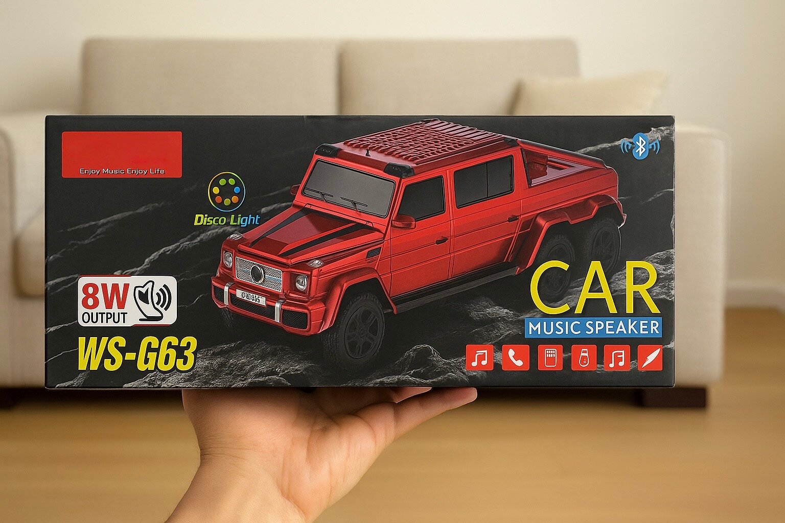 Bluetooth-динамик WS-G63, автомобильный дизайн, 8 Вт, черный/красный
