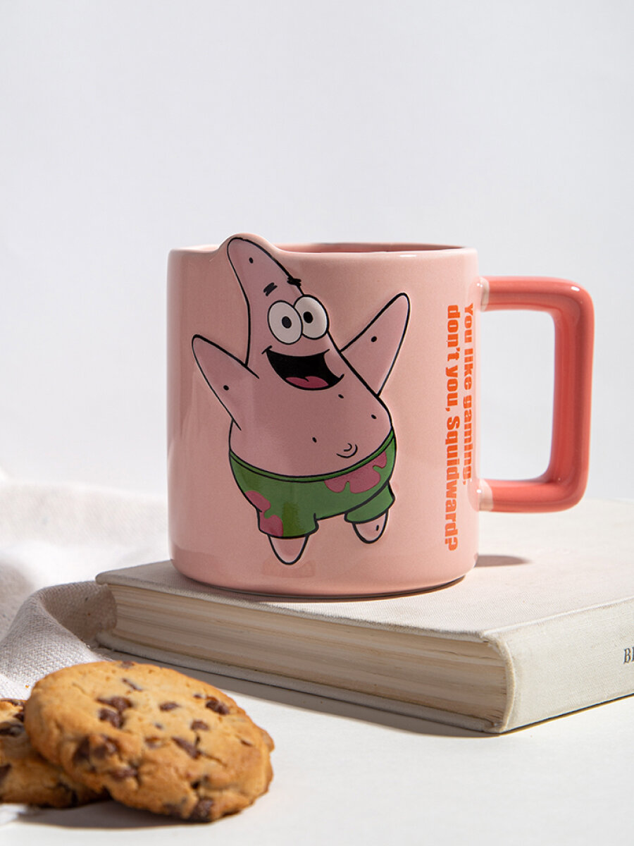 Кружка "Патрик", с ложкой, керамика, для СВЧ и посудомойки, подарочная упаковка, розовая