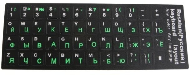 Наклейки на клавиатуру, с буквами и цифрами, для русских и английских букв
