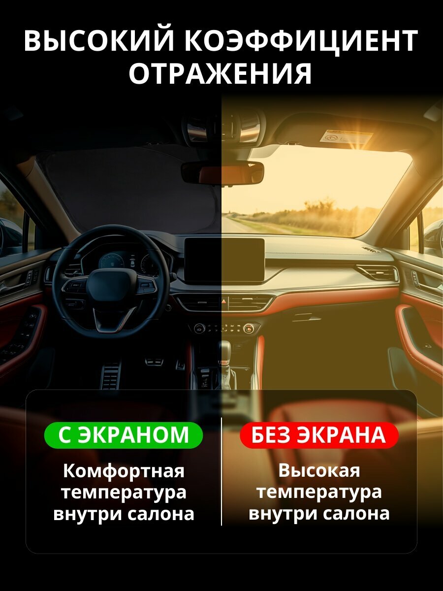 Солнцезащитная шторка на лобовое стекло/ экран от солнца в машину Clim Art — фото 1