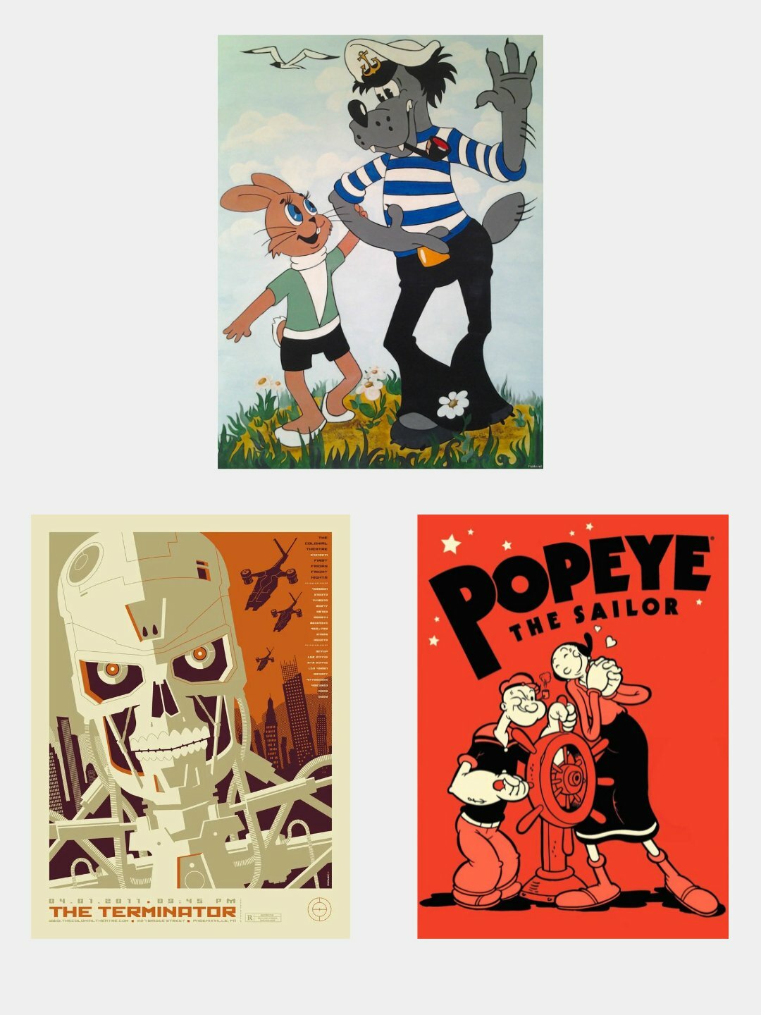 Мини постер с Мультиками, 10 * 15 см, набор из 3х шт, Мультфильмы, Эстетика