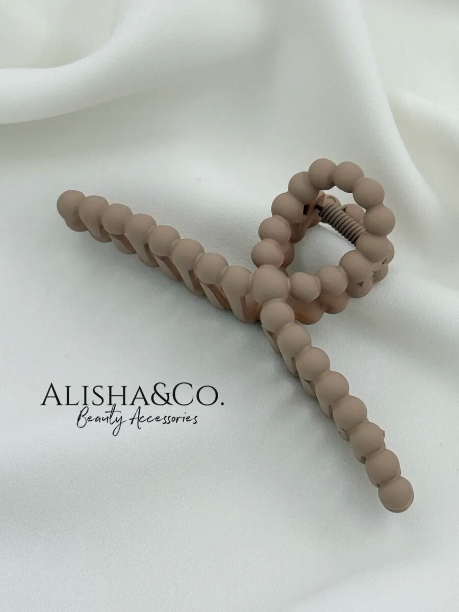 Крабик для волос большой Soft touch Bubbles темно-бежевый