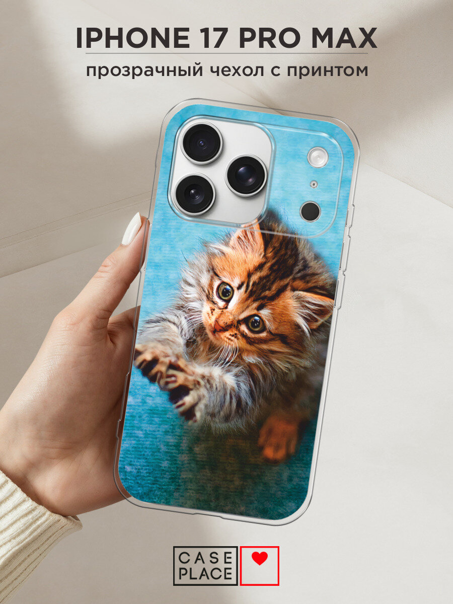 Чехол на Apple iPhone 17 Pro Max / Айфон 17 Про Макс с принтом Котенок просит есть